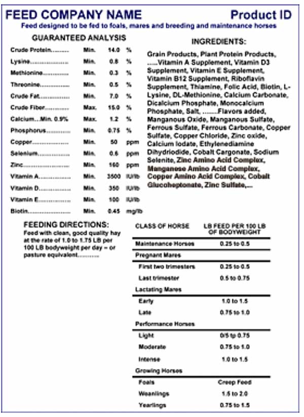 Generic Horse Feed Label Horse Feed Labels